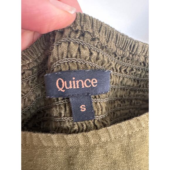 Quince 100% European LinenSpaghetti Strap Midi Dress - Olive Green, Small - Picture 6 of 10